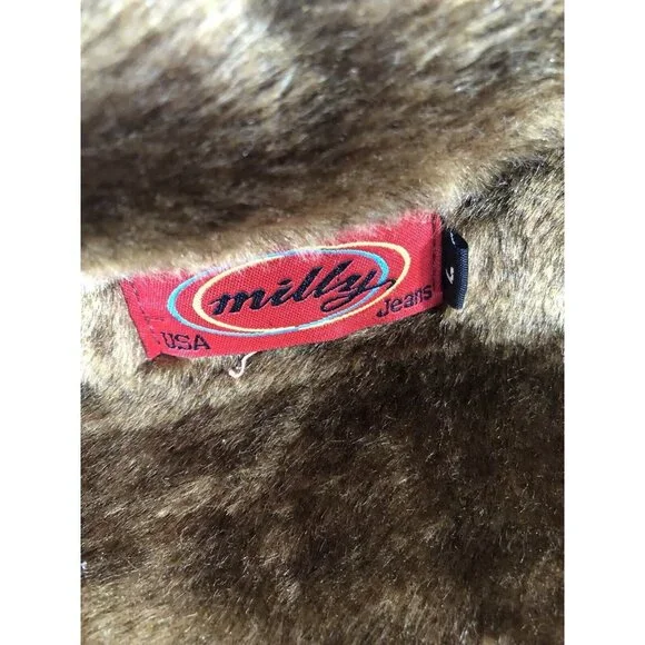 vtg‎ Milly jeans faux suede embellished sherpa coat L - Picture 9 of 13